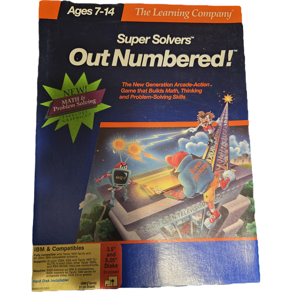 Super Solvers OutNumbered! IBM/Tandy Big Box Listing Vintage Retro Education